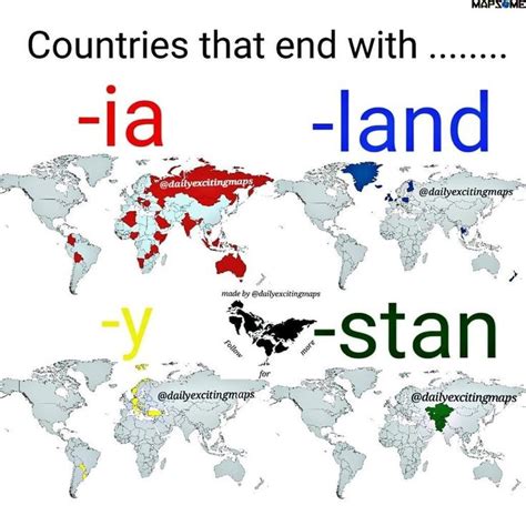 Countries That End With Ia Land Y Stan By Dailyexcitingmaps