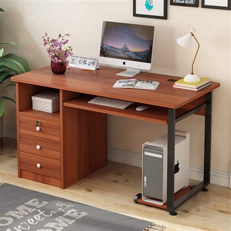 Office Computer Desk With Drawerscomputer Table With Keyboard Tray And