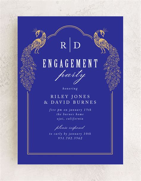 Pretty Peacocks Engagement Invitations Engagement Invitations