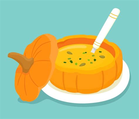 Premium Vector Pumpkin Soup In Pumpkin Illustration In Cartoon Flat