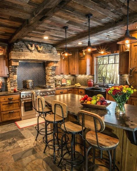 New Rustic Kitchen Decoration Ideas In 2020 Log Cabin Kitchens Cabin