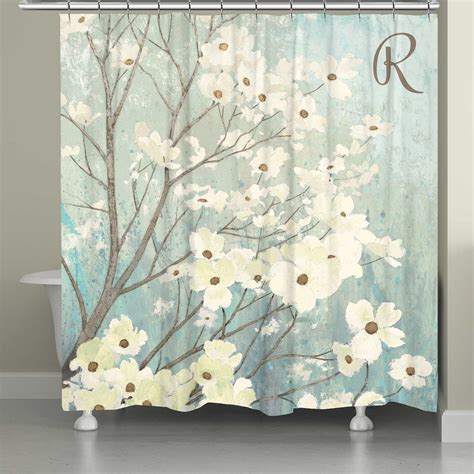 Laural Home Dogwood Blossoms Shower Curtain In Blue With Images Laural Home Floral Shower