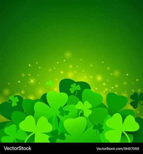 Green St Patricks Day Background With Clover Vector Image