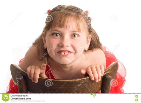 Girl On Brown Chair Stock Photo Image Of Small Grace 9647712