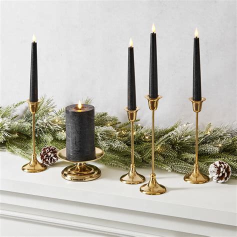 Infinity Wick Black Distressed 7 Taper Candles Set Of 4 Decor