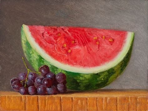 Watermelon Grapes Still Life Artists Daily Painting Watermelon