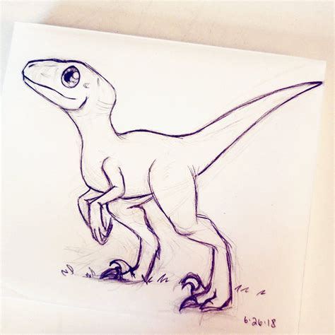 How To Draw Velociraptor Cute Drawing Step By Step Tutorial