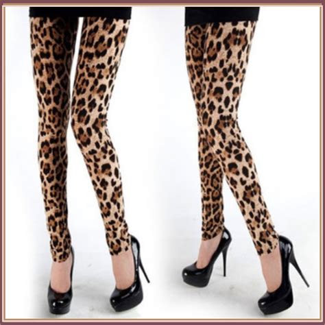 Brown Leopard Skin Tight Stretch Pants Leggings Many Sizes Stockings