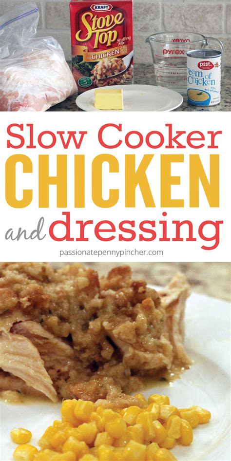 Pour in 3 cups of boiling broth; Slow Cooker Chicken and Dressing | Passionate Penny Pincher