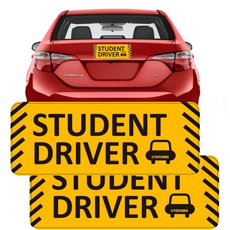 Totomo Student Driver Magnet For Car Large 10x4 Magnetic Reflective