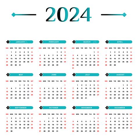 2024 Unique Design Calendar With Black And Green Vector Calendar