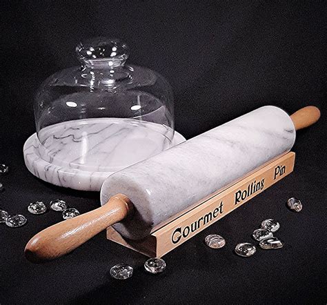 Vintage Gourmet Marble Rolling Pin With Holder Vintage Etsy