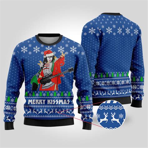 Merry Kissmas Funny Ugly Christmas Sweater Royal