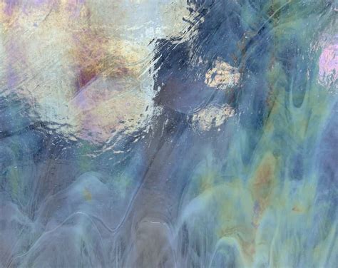 Stained Glass Sheet Wispy Opal Swirled With Crystal Iridized Wissmach