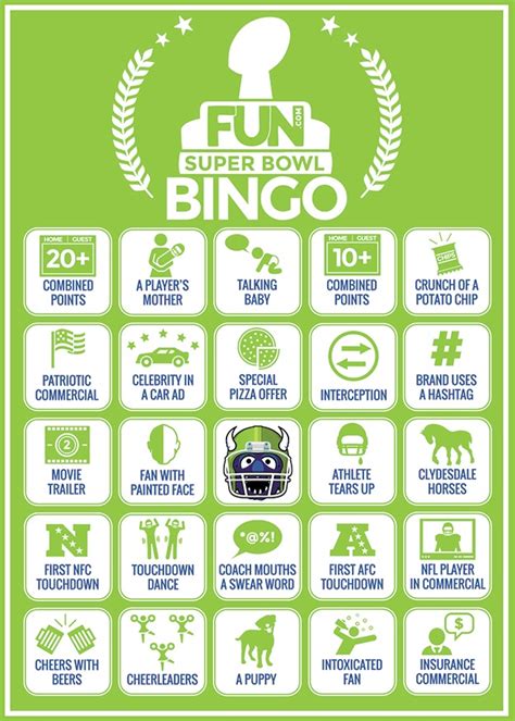 Super Bowl Bingo Sheets Printable Fun Blog