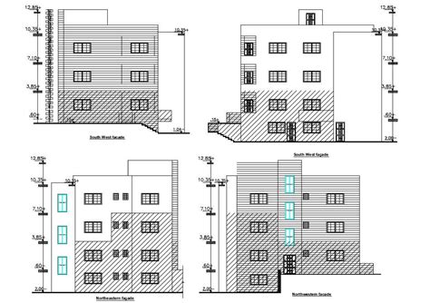 Storey Apartment Building Elevation Design Dwg File Cadbull