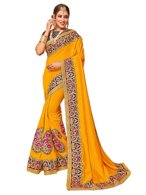 Latest Silk Yellow Replica Saree Zakarto