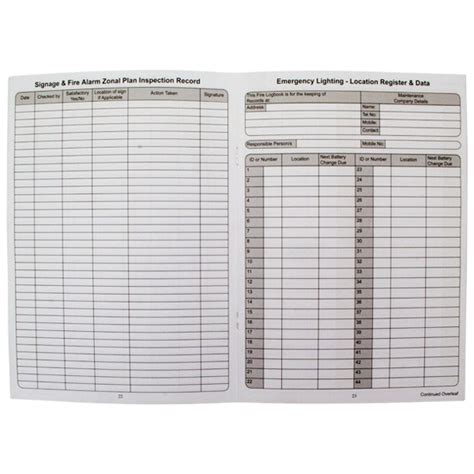 Fire extinguisher inspection log printable; fire log book | fire safety log books