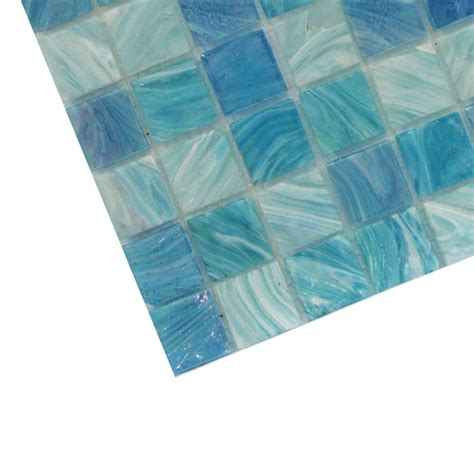 Aquatic Sky Blue 1x1 Squares Glass Polished Mosaic Tile Backsplash And