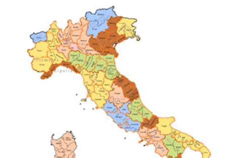 Mappa dell italia colorata con regioni capitale e capoluoghi. La cartina delle nuove Province italiane