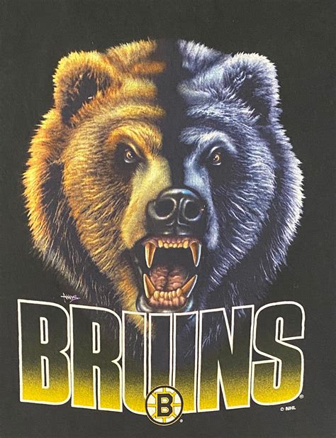 Boston Bruins Roaring Bear Graphic Tee Size Medium Vintage Etsy