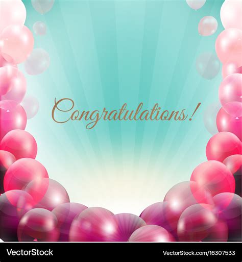 Congratulations Card With Pink Balloons Frame Vector Image