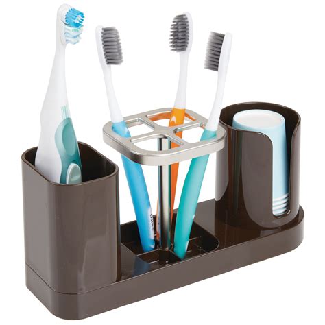 Countertop for trend and interior beauty. mDesign Plastic Bathroom Countertop Toothbrush Storage ...