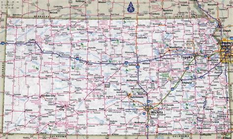 Large Detailed Roads And Highways Map Of Kansas State With