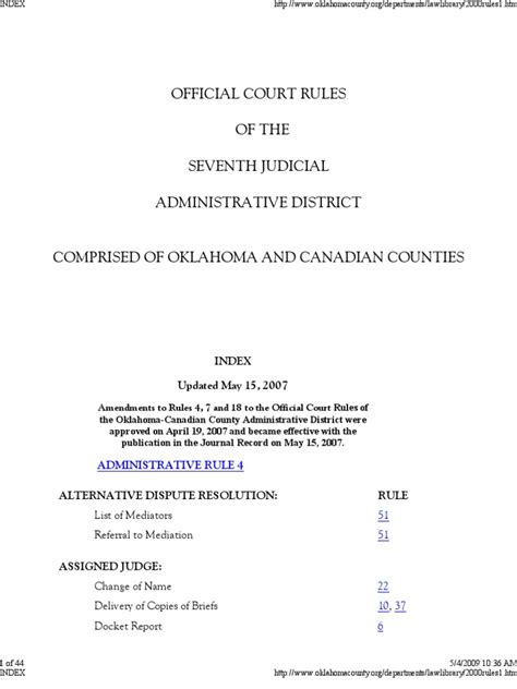 Rules For District Courts Ok And Canadian County