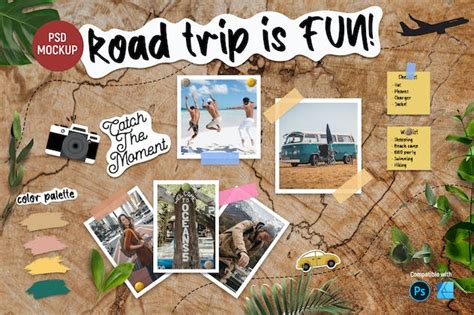 Roadtrip Moodboard Mockup Design Template Place