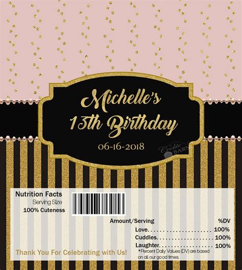 Personalized Birthday Party Favor Candy Bar Wrapper Pink And Etsy France