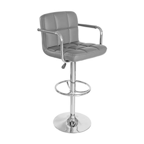 Voyo Grey Faux Leather Bar Stool With Chrome Base Furniture In Fashion