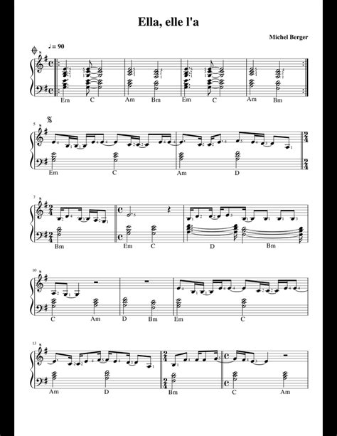 Ella, elle l'a sheet music for Piano download free in PDF or MIDI