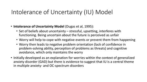 Intolerance Of Uncertainty In Patients With Ocd Ppt Download
