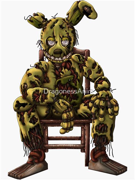 Springtrap Sat In Chair White Outline Sticker For Sale By