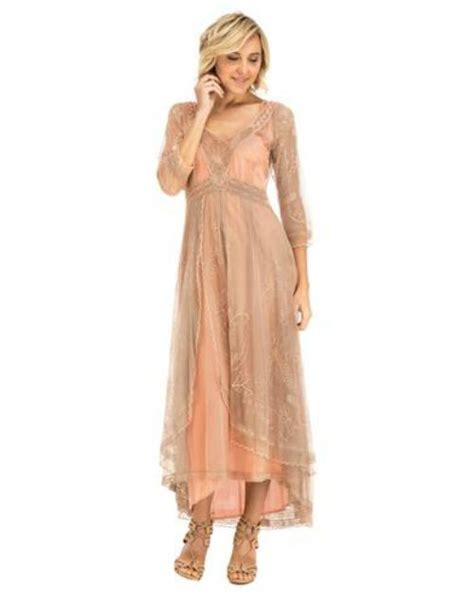 Nataya Vintage Style Dress 40163 In Quartz Garden Party Dress Tea
