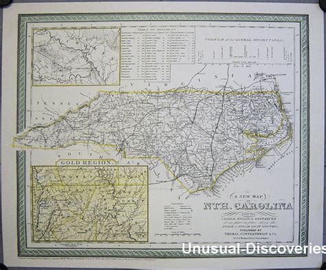 North Carolina 1850 Map Gold Region Stage Road Reprint 48356168