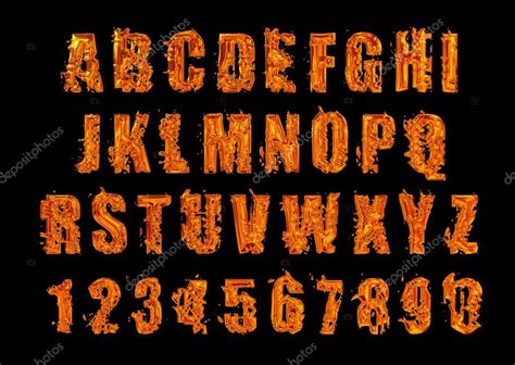 Fire Font Set Flame Alphabet Stock Photo By ©xamtiw 86528846