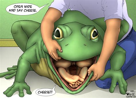 Rule 34 Carnivore Cafe Comic Female Feral Frog Gaping Maw Hindpaw Human Male Nude Open Mouth