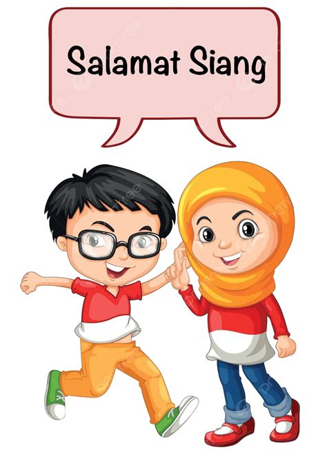 صبي وفتاة تحية باللغة الإندونيسية ماليزيا بروناي تحية المتجه لغة