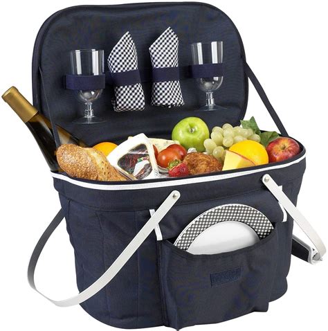 D Collapsible Insulated Picnic Basket For Two Equipment Set For Outd