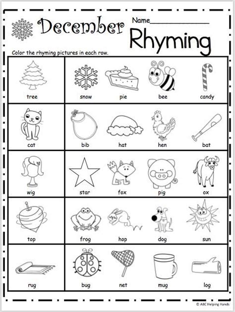 Free Printable Rhyming Worksheets For Preschoolers Jean Harrisons