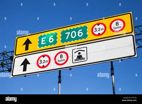 Colorful Road Signs With Route Numbers Information And Limitation