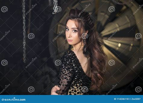 Fashion Studio Photo Of Gorgeous Sensual Latina Woman With Dark Hair In