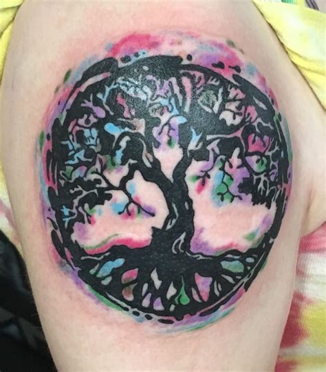 Watercolor tree of life by CJ at Richmond Street Tattoo in Providence ...