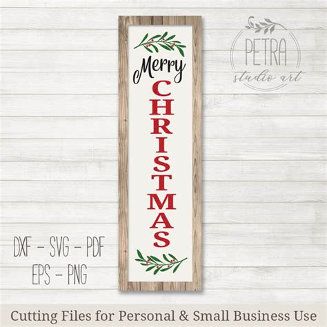 Merry Christmas Vertical Sign Svg Cut File Vertical Etsy