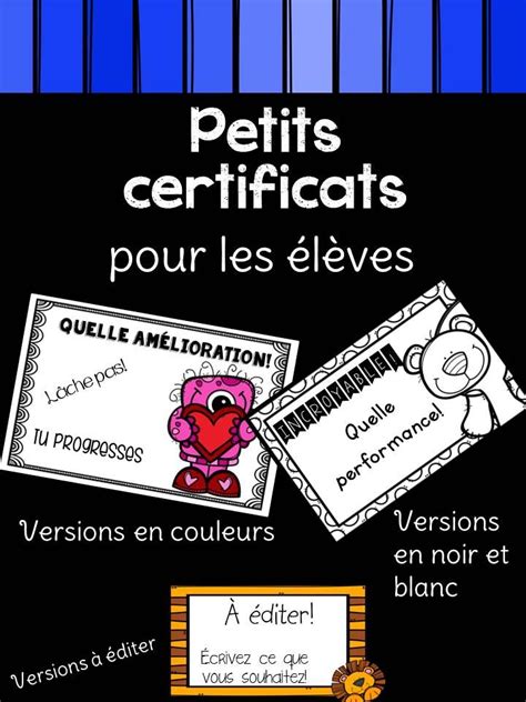 Petits Certificats De Reconnaissance French Teaching Resources