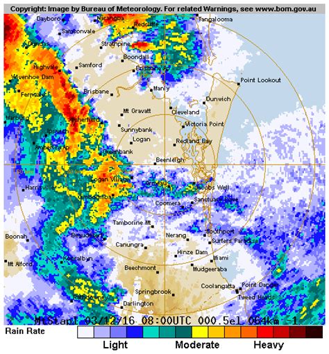 Provides access to meteorological images of the australian weather watch radar of rainfall and wind. 64 km Brisbane (Mt Stapylton) Radar | Brisbane, Radar ...