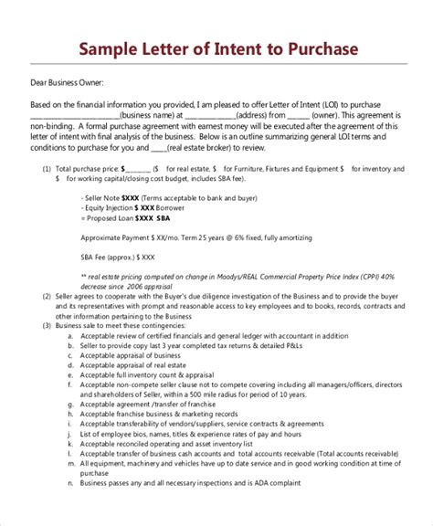 Letter Of Intent Purchase Agreement Letter Of Intent For Asset