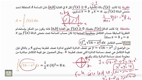 حساب التفاضل و التكامل 2 الوحدة 1 المعنى الهندسي للتكامل المحدد